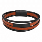 Bracelet cowboy homme multi-rangs cuir marron et noir (1)