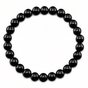 Bracelet cowboy unisexe en pierre d'onyx noire à perles naturelles