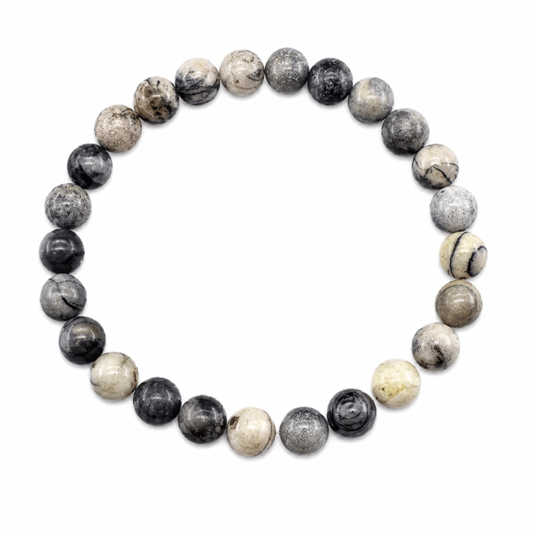 Bracelet cowboy unisexe en pierre naturelles jaspe noir blanc (1)