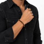 Bracelet cowboy unisexe en pierre œil de tigre à perles rondes (1)