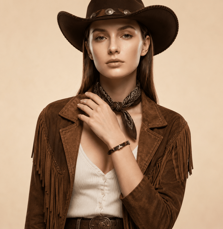 Bracelet femme country en cuir avec fleurs (4)