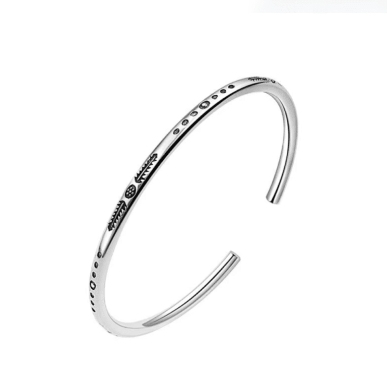 Bracelet jonc argent unisexe gravé western amérindien vintage (2)