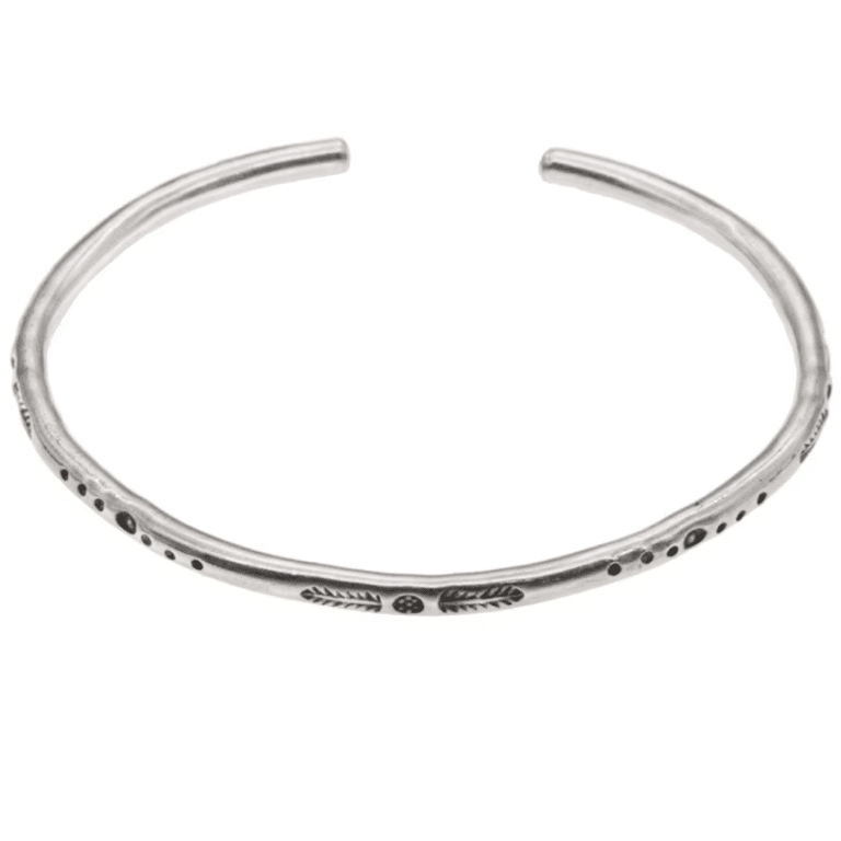 Bracelet jonc argent unisexe gravé western amérindien vintage (5)