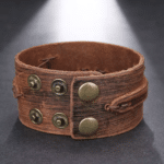 Bracelet manchette large cowboy cuir vieilli style western vintage (3)