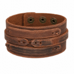 Bracelet manchette large cowboy cuir vieilli style western vintage (5)