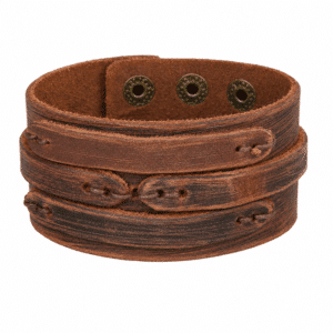 Bracelet manchette large cowboy cuir vieilli style western vintage