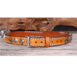 Ceinture Western Cuir à Fleur de Lys et Conchos Vintage (1)