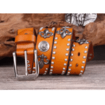 Ceinture Western Cuir à Fleur de Lys et Conchos Vintage (9)