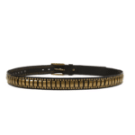 Ceinture country cuir noir plaques laiton western (8)
