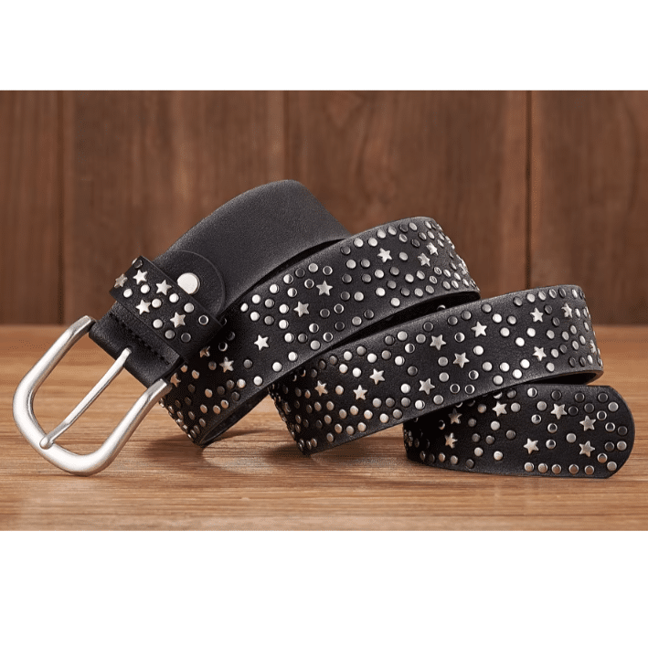 Ceinture country noir rivets constellation étoilée (1)