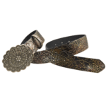 Ceinture cowboy à motifs floraux patinés et boucle rosace (1)