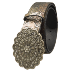 Ceinture cowboy à motifs floraux patinés et boucle rosace (4)