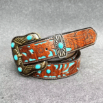 Ceinture cowboy bicolore à motifs Sheridan turquoise (1)