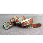 Ceinture cowboy bicolore à motifs Sheridan turquoise (2)