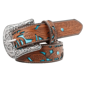 Ceinture cowboy bicolore à motifs Sheridan turquoise