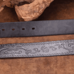Ceinture cowboy cuir avec boucle western argentée gravée (1)