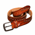 Ceinture cowboy cuir vintage rivets et tête de mort (11)