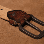 Ceinture cowboy cuir vintage rivets et tête de mort (7)