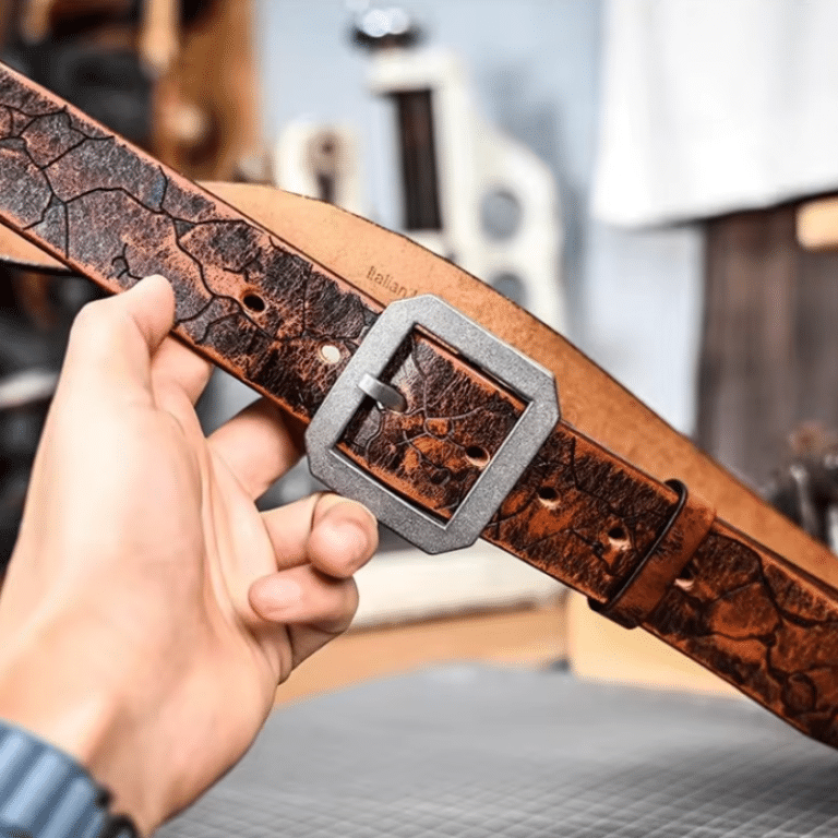 Ceinture cowboy en cuir épais craquelé vintage (1)