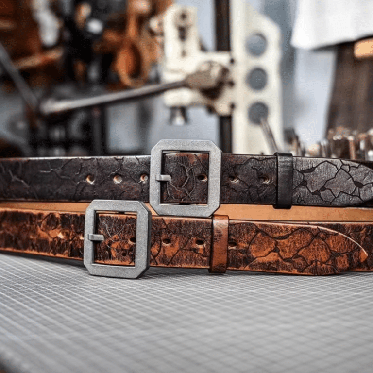Ceinture cowboy en cuir épais craquelé vintage (12)