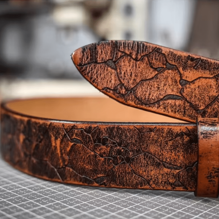 Ceinture cowboy en cuir épais craquelé vintage (2)