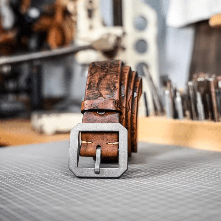 Ceinture cowboy en cuir épais craquelé vintage (4)