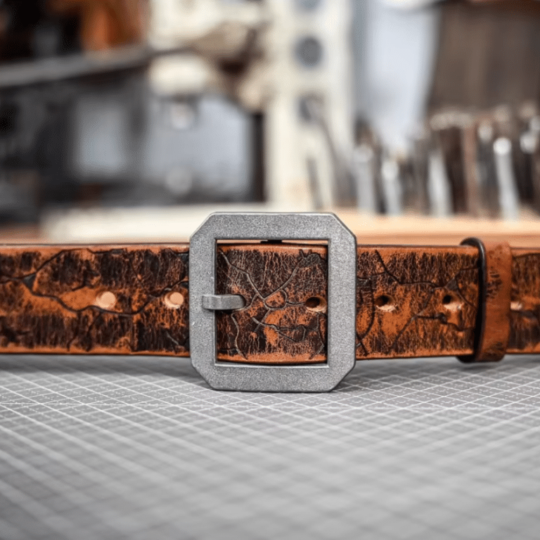 Ceinture cowboy en cuir épais craquelé vintage (5)