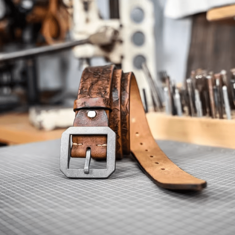 Ceinture cowboy en cuir épais craquelé vintage (6)