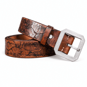 Ceinture cowboy en cuir épais craquelé vintage