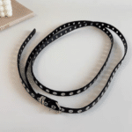 Ceinture cowboy femme double tour noire œillets western (8)