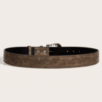 Ceinture cowboy marron cuir végan à motifs nature boucle gravée (1)