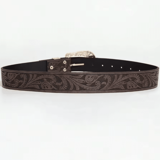 Ceinture cowboy marron cuir végan boucle vintage turquoise (2)