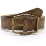 Ceinture cowboy marron effet cuir à motifs géométriques et boucle bronze (3)
