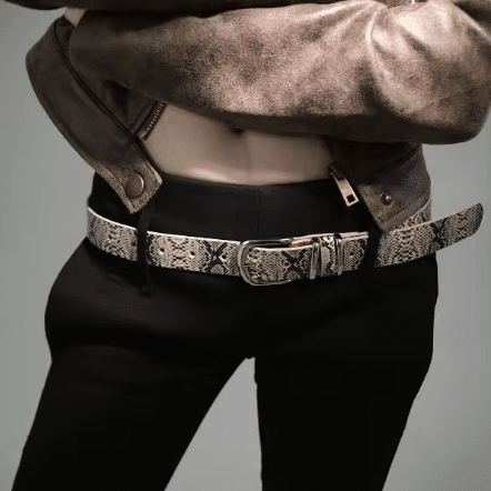 Ceinture cowboy unisexe en simili cuir python boucle argentée (2)