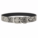 Ceinture cowboy unisexe en simili cuir python boucle argentée (4)