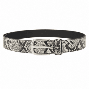 Ceinture cowboy unisexe en simili cuir python boucle argentée