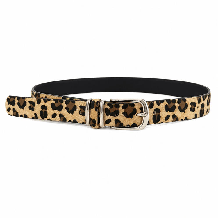 Ceinture cowboy unisexe motif léopard à boucle argentée (1)