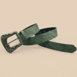 Ceinture cowboy verte effet cuir à motif ginkgo (1)