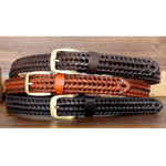 Ceinture cuir tressée vintage boucle laiton (11)