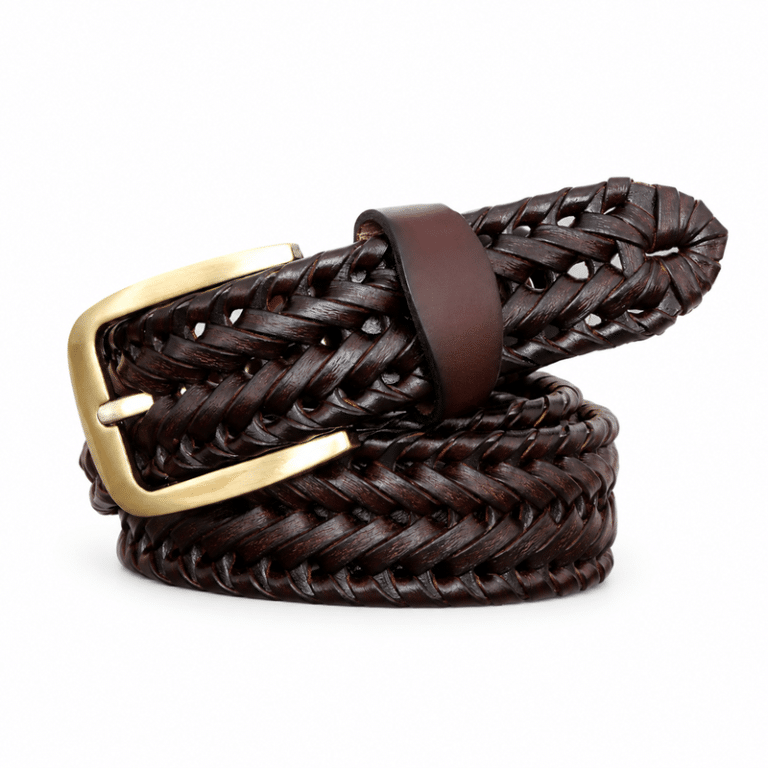 Ceinture cuir tressée vintage boucle laiton (13) – Copie
