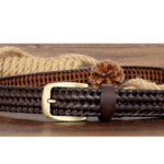 Ceinture cuir tressée vintage boucle laiton (8)