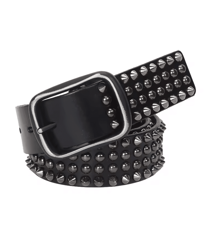 Ceinture noire à clous piques métalliques rock (3)