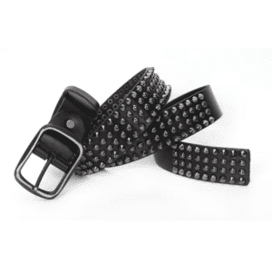 Ceinture noire à clous piques métalliques rock