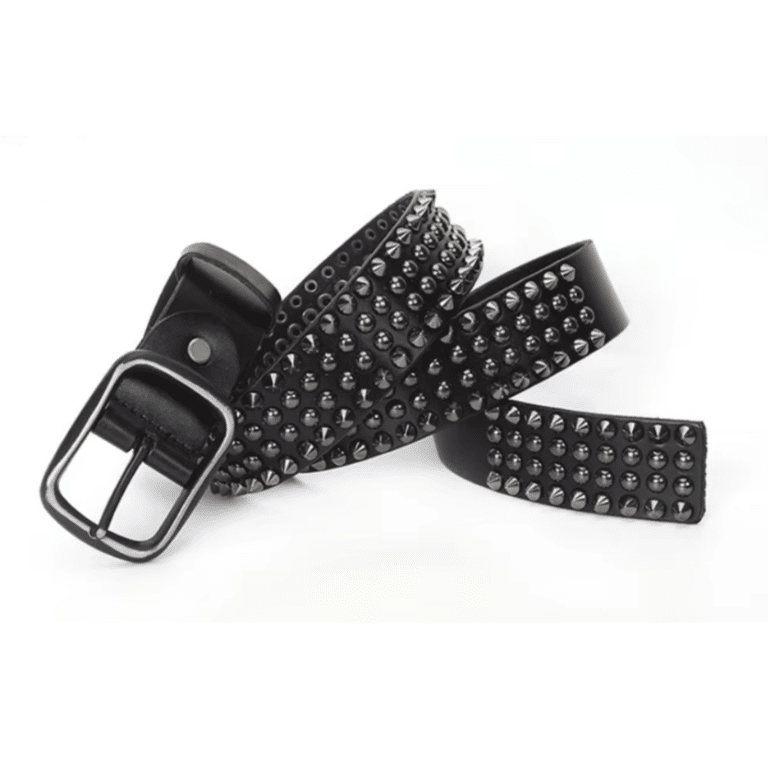 Ceinture noire à clous piques métalliques rock (6)