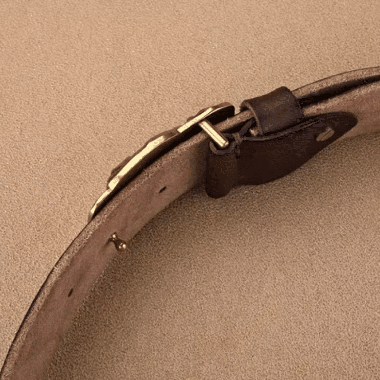Ceinture vintage en cuir de vachette boucle rhinocéros (2)