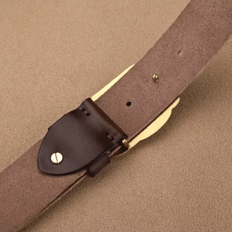 Ceinture vintage en cuir de vachette boucle rhinocéros (3)