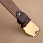 Ceinture vintage en cuir de vachette boucle rhinocéros (4)