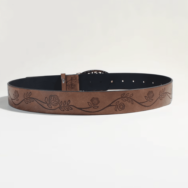 Ceinture western boucle rose vintage simili cuir (1)