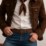 Ceinture western boucle rose vintage simili cuir (4)