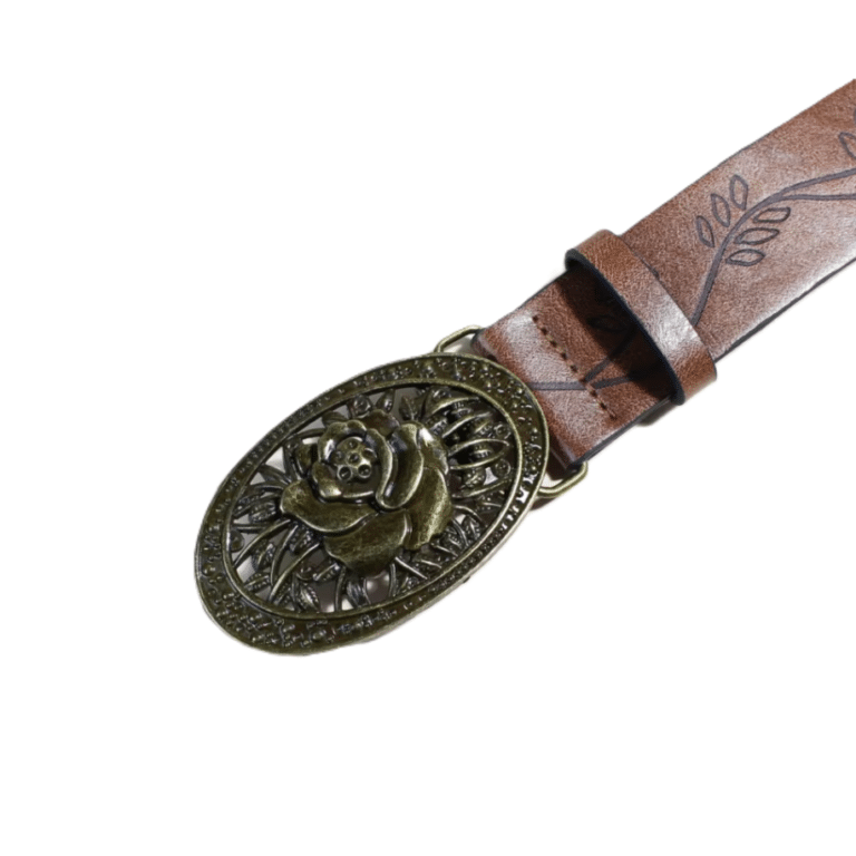 Ceinture western boucle rose vintage simili cuir (6)